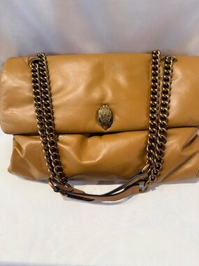 Kurt Geiger XXL London Tan Leather Chain-Handle Shoulder Bag